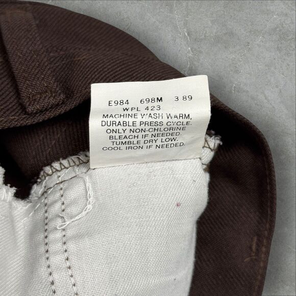 Vintage 80s Levis 698M Dark Brown Black and Gold Tab Pleated Dress Pants - 32x29 - Picture 6 of 9